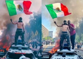 Bandera mexicana en protesta anti-ICE desata reacción de figuras públicas y medios