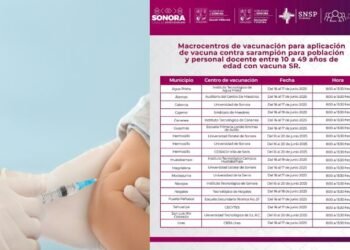 Instalan módulos de vacunación gratuita contra el sarampión del 16 al 20 de junio
