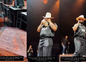 Carin León recibe tortillas de harina en pleno concierto