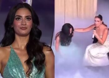 Laura Pérez cae en vivo y desata críticas al certamen Miss Universe Latina