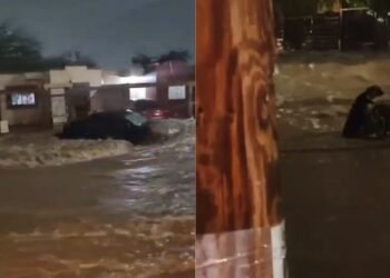 Intensas lluvias en Hermosillo inundan calles y casas; autos terminan en canales
