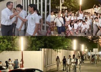 Vecinos y estudiantes de La Manga estrenan corredor peatonal iluminado
