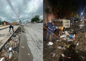 Retiran ocho toneladas de basura de alcantarillas tras lluvias del fin de semana