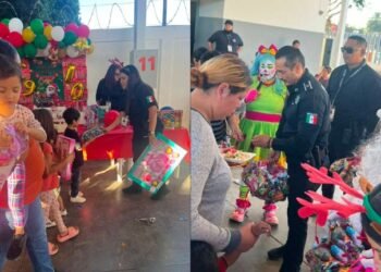 Policía Municipal de Hermosillo lleva alegría navideña a niñas y niños de Bahía de Kino