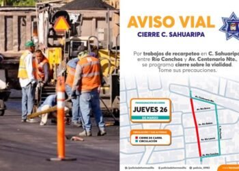 Cierran tramo de la avenida Sahuaripa por trabajos de recarpeteo
