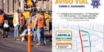 Cierran tramo de la avenida Sahuaripa por trabajos de recarpeteo