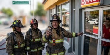 ¡INDIGNACIÓN EN REDES! Rechazan a bomberos en OXXO por estar “sucios y sudados” tras incendio