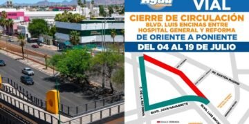 cierre parcial en el bulevar Luis Encinas por obras de rehabilitación sanitaria