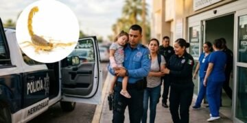 Policías municipales salvan a una niña de 3 años tras picadura de alacrán en Hermosillo