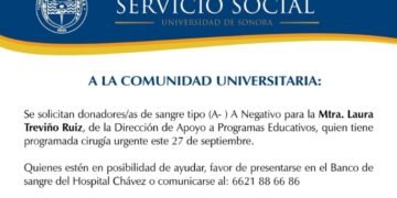 SOLICITUD URGENTE DE DONADORES DE SANGRE (A-) EN HERMOSILLO
