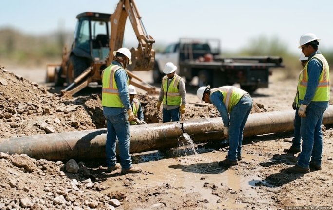 Sin agua en Hermosillo: Ruptura en acueducto frena suministro en Centro y Sur Sin agua en Hermosillo: Ruptura en acueducto frena suministro en Centro y Sur