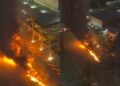 MOMENTOS DE TENSIÓN EN HERMOSILLO: Camión urbano arde en llamas sobre Bulevar Kino y termina en pérdida total
