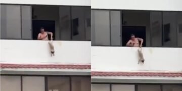 ¡JUSTICIA! Cae sujeto captado colgando a un perrito desde el balcón de un edificio